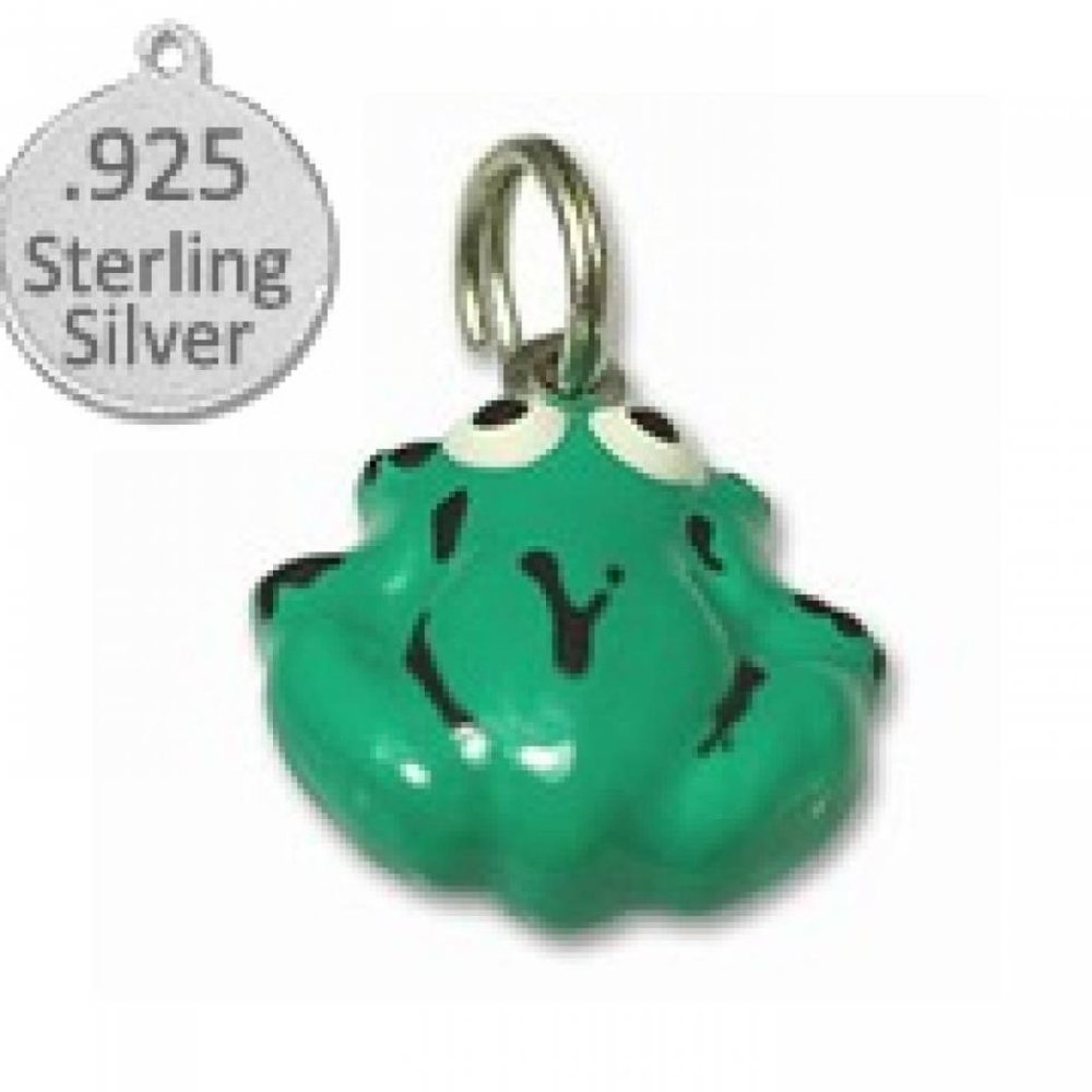 3 D Sterling Silver charm this enamele frog NEW